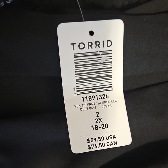 Torrid Black Tie Front Tapered Pants - Picture 2 of 11